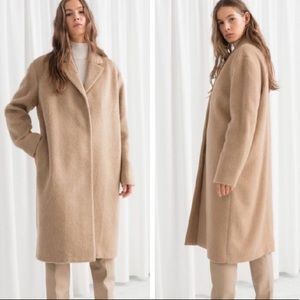 & Other Stories 2 Mohair Wool Trench Camel Coat